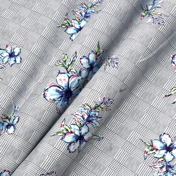 Bavlna pružná káro a kvety